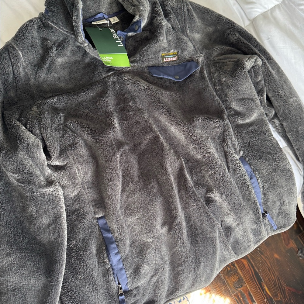 L.L.Bean Gray Hi-Pile Fleece Pullover